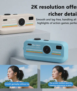 Retro Mini Digitale Camera 2K HD met 16x Zoom en Flash - Draagbaar Vlogging & Selfie Cameraatje