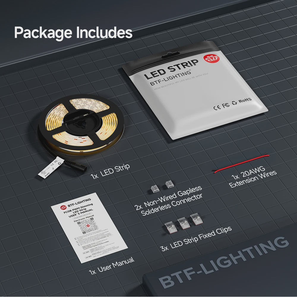 FCOB LED Strip 12V/24V - Hoge Dichtheid, Flexibel, Dimbare Verlichting (RA90)