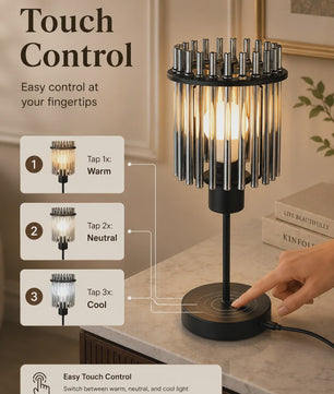 Moderne LED Tafellamp met Glazen Kap - Traploos Dimbaar & USB-C