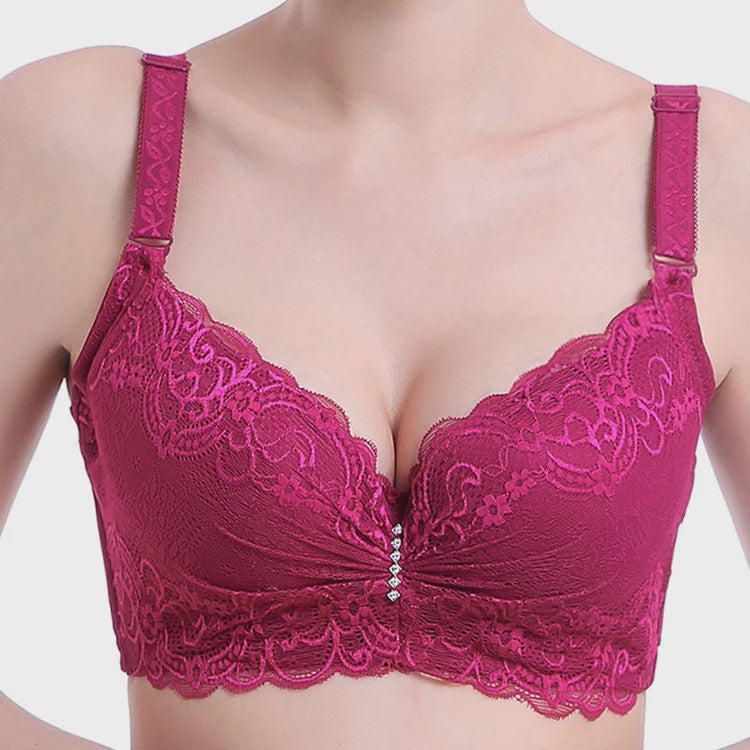 Comfortabele Plus Size Lace Push-Up BH met Brede Zijband en 4-Rij Sluiting