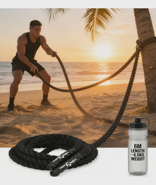 Zwarte Battle Rope 6m (4.5kg) - Duurzaam Polyester Trainingsmateriaal voor Thuis en Buiten