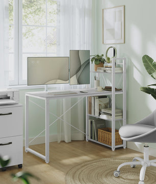 VASAGLE Bureau met Planken, 120/137.2 cm, Flexibele Plaatsing Planken
