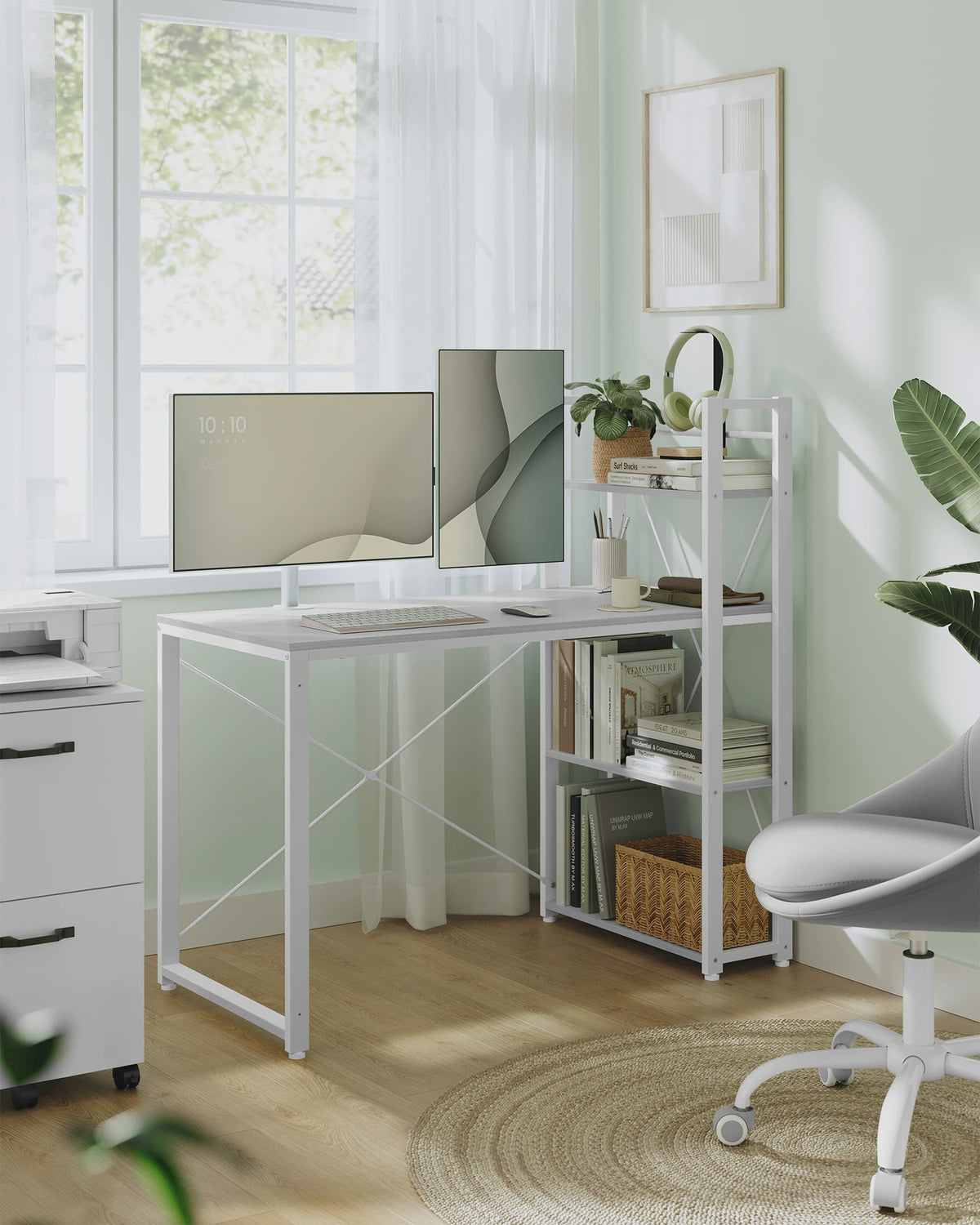 VASAGLE Bureau met Planken, 120/137.2 cm, Flexibele Plaatsing Planken