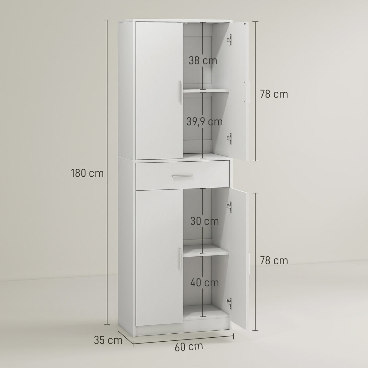 HOMCOM Keukenbuffet Kast met Deuren, Lades en Verstelbare Planken - Modern Design