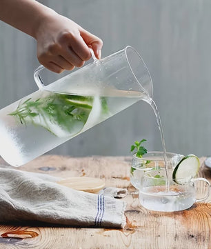 Glazen Waterkan met Roestvrijstalen Deksel - 1L, 1.2L & 1.5L - Perfect voor Water, Sap & Koffie