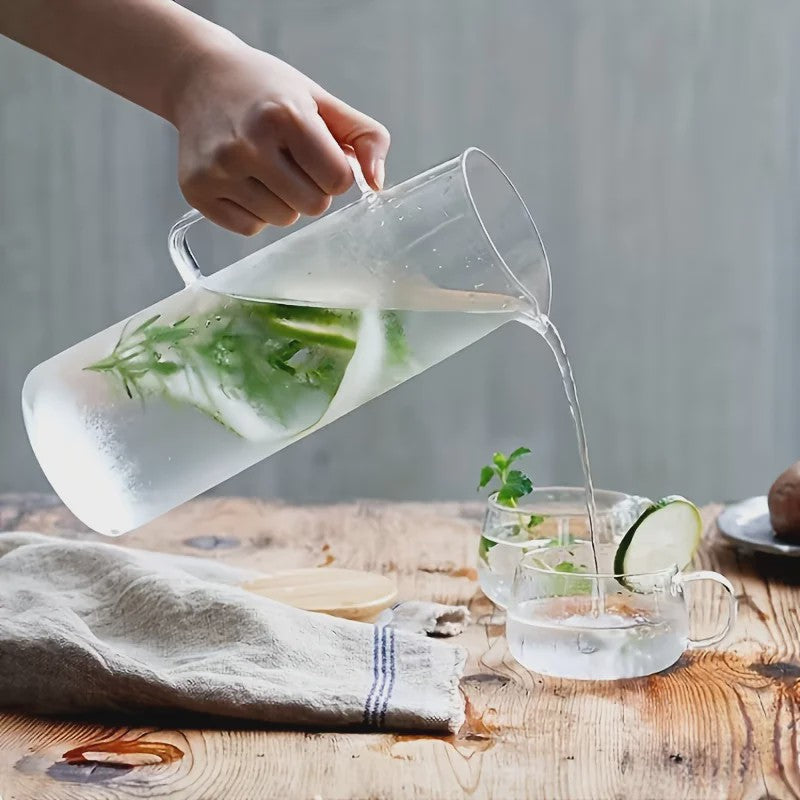 Glazen Waterkan met Roestvrijstalen Deksel - 1L, 1.2L & 1.5L - Perfect voor Water, Sap & Koffie
