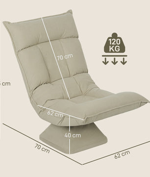 Verstelbare Draaistoel met 5 standen en zacht velours - Beige