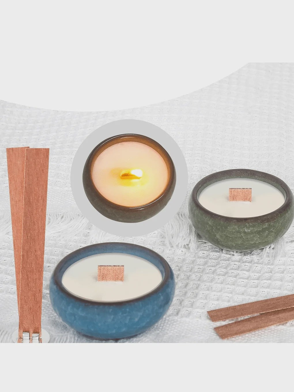 Houten Kaarsen Lonten Set - DIY Kaarsen Maken met Ring, Lijm & Waarschuwingsstickers