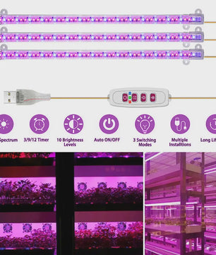 USB LED Groeilamp Kweeklamp Full Spectrum Dimbare Plantenlamp met Timer voor Binnen