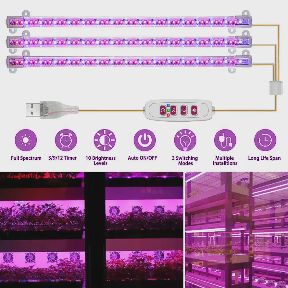 USB LED Groeilamp Kweeklamp Full Spectrum Dimbare Plantenlamp met Timer voor Binnen