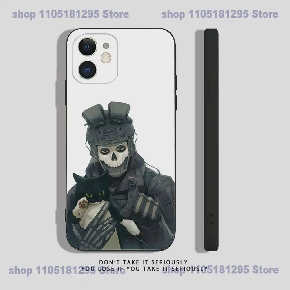Call of Duty Ghost iPhone Hoesje - Zwart Siliconen Shockproof Beschermhoes