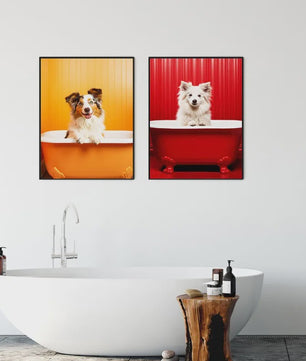 Grappige Dieren Poster Set - Kangoeroe, Nijlpaard, Olifant in Bad - Canvas Muurdecoratie