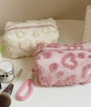 Pluche Make-up Tas met Lus - Zacht Reisetui voor Cosmetica & Pennen
