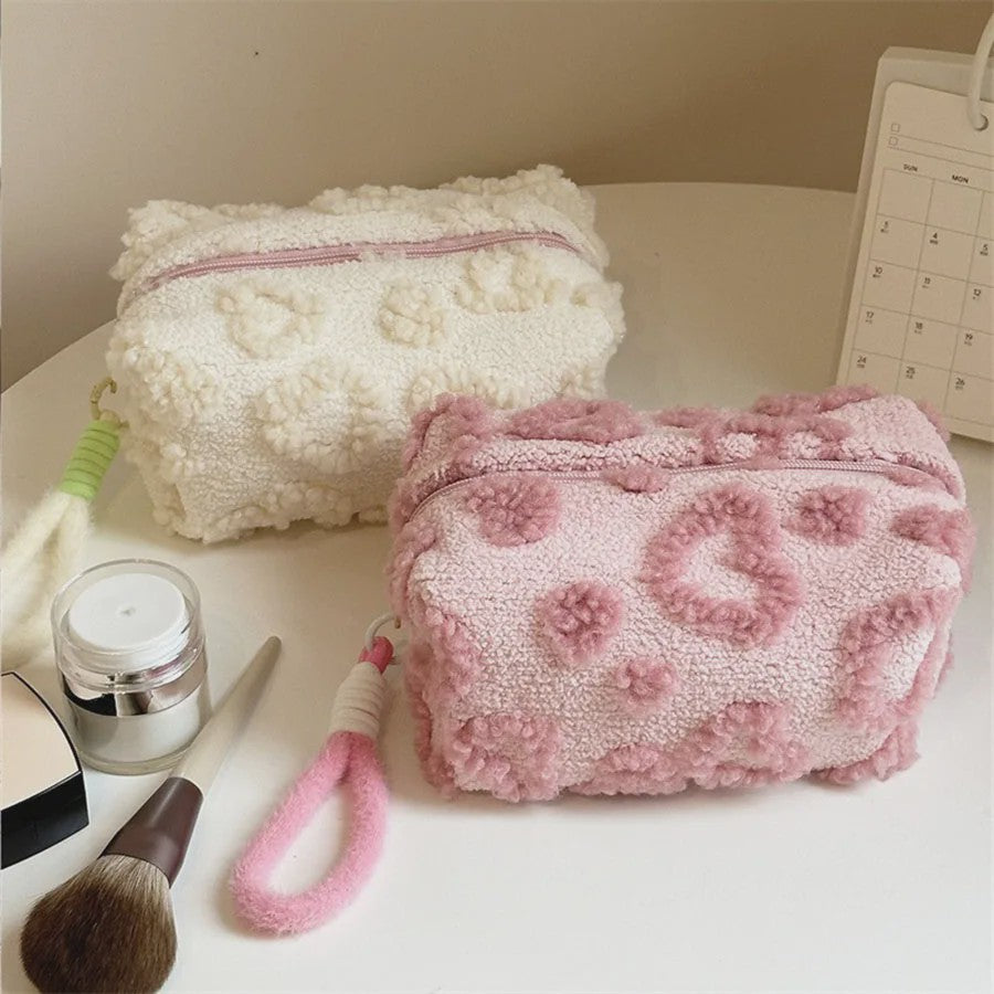 Pluche Make-up Tas met Lus - Zacht Reisetui voor Cosmetica & Pennen
