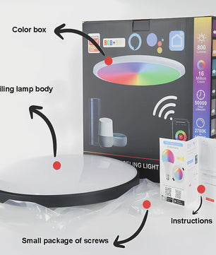 Slimme Plafondlamp 24W - WiFi & Bluetooth, RGB Kleuren, Dimbare LED met App, Alexa & Google Home Compatibel