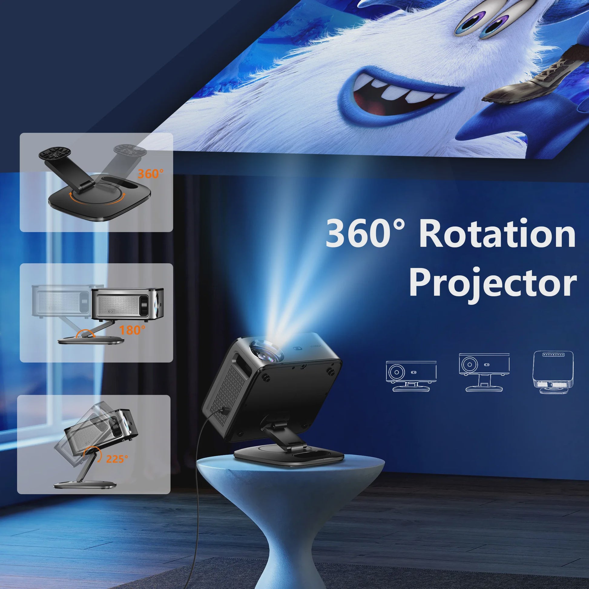 XIWBSY 2026 4K Smart Projector: 40000 Lumens, WiFi6, Bluetooth 5.3, Autofocus & Outdoor Home Theater