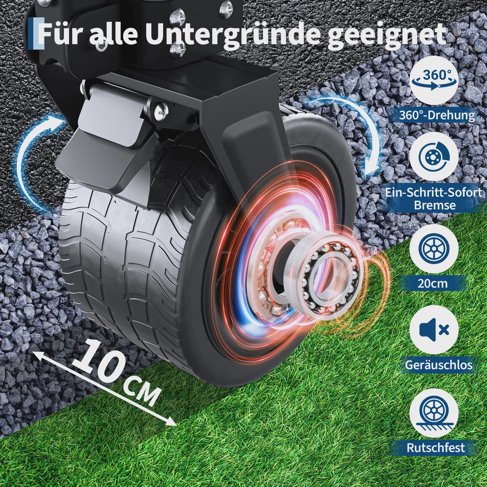 Robuuste Outdoor Campingwagen met 8" Wielen en Verstelbare Handgreep - Opvouwbaar All-Terrain Trolley