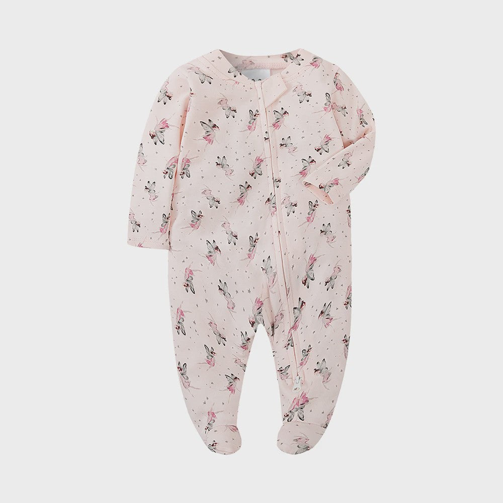 Katoenen Newborn Pyjama met Voetjes en Ritssluiting - Romper voor Jongens en Meisjes (0-12 Maanden)