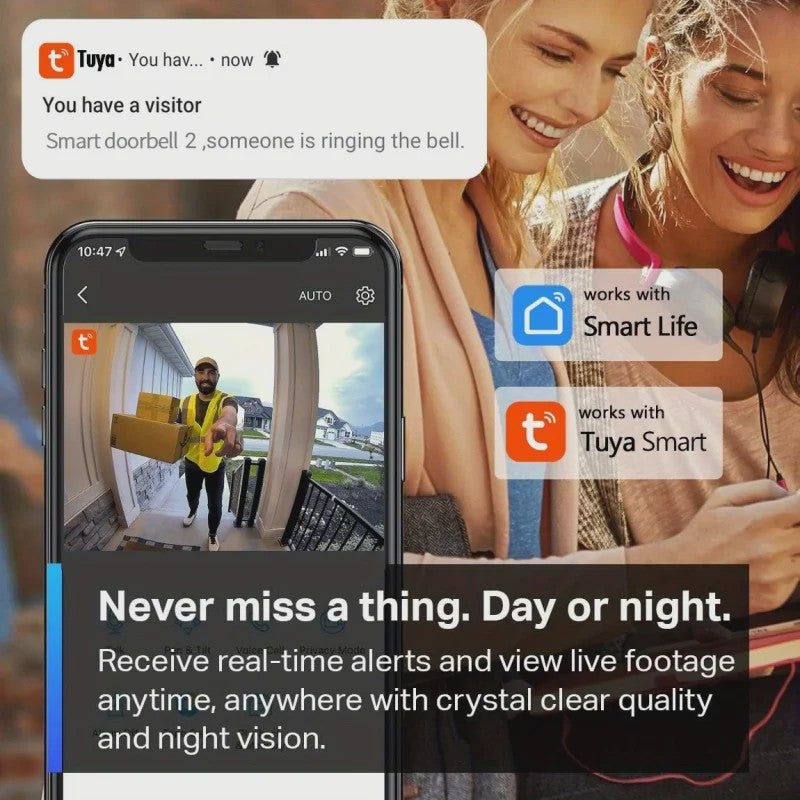 Slimme WiFi Videodeurbel met HD Camera - Tweeweg Audio & Nachtzicht