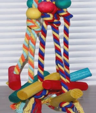 Cage Hanging Rope Bird Climbing Chewing Toys Multicolored Natural Wooden Bird Chewing Toys for Conure Cockatiel Budgies