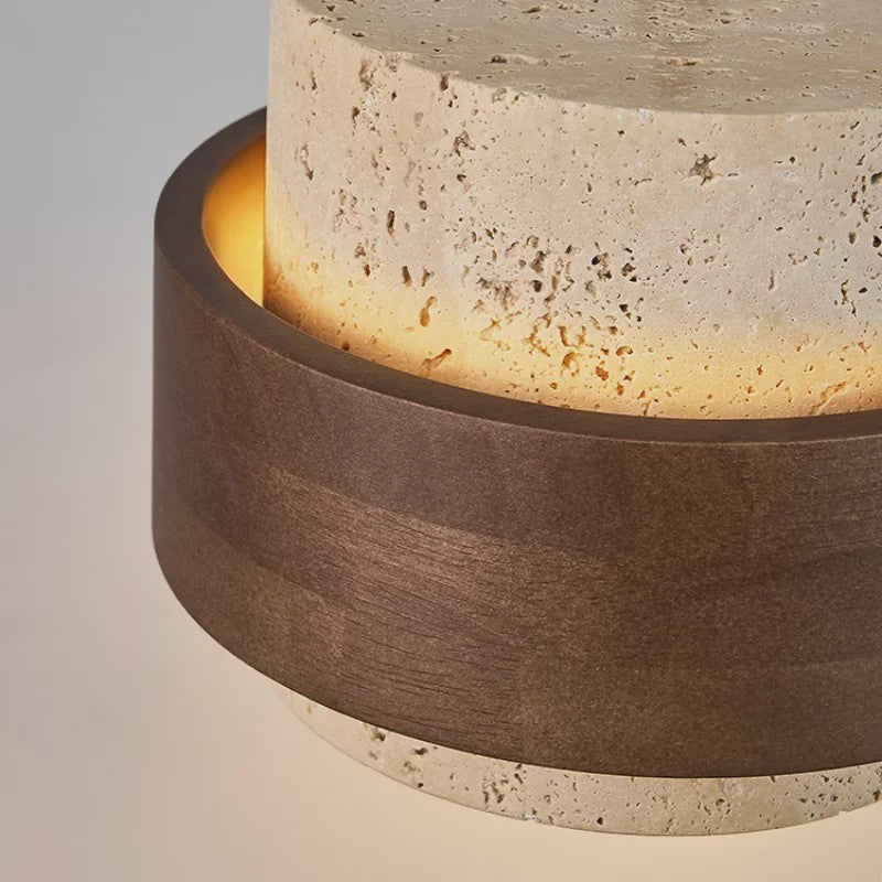 Retro Houten & Stenen Hanglamp - Sfeervolle Verlichting voor Slaapkamer, Bar of Restaurant