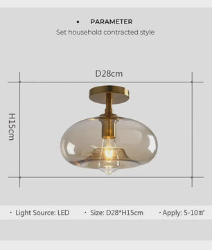 Moderne Glazen Plafondlamp met LED - Minimalistisch Design voor Hal, Slaapkamer, Balkon