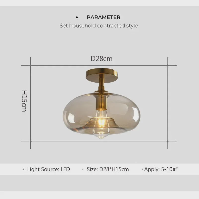 Moderne Glazen Plafondlamp met LED - Minimalistisch Design voor Hal, Slaapkamer, Balkon