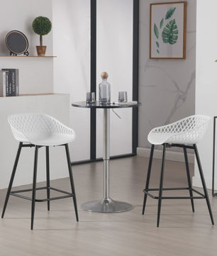 Set van 2 barkrukken met open rugleuning - Stijlvolle keukenstoelen voor binnen en buiten