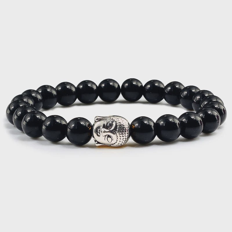 Buddha Hoofd Armband - Natuursteen & Lavasteen Kralen - Yoga & Gebedssieraden voor Dames en Heren
