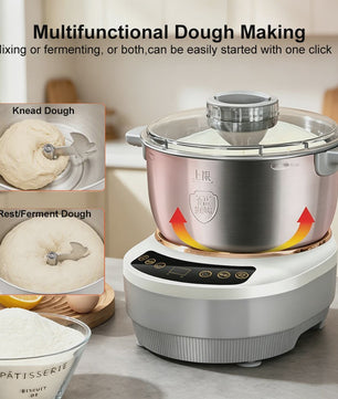 7L RVS Deegmixer met Rijsmogelijkheid - Krachtige Deegkneder voor Brood & Pizza