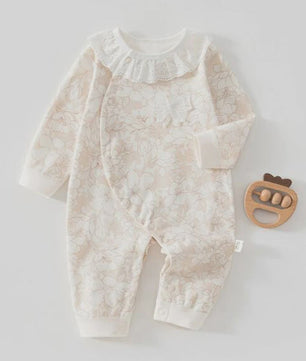 Schattige Baby Romper met Lange Mouwen - 100% Katoen, Bloemen & Panda Print