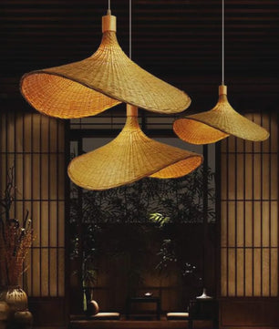 Klassieke Bamboe Hanglamp 50cm - Handgeweven Rotan Plafondlamp