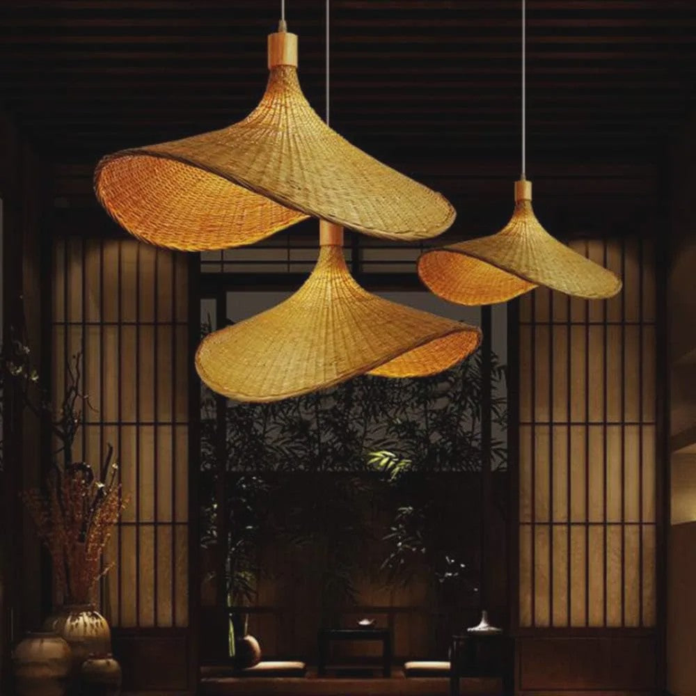 Klassieke Bamboe Hanglamp 50cm - Handgeweven Rotan Plafondlamp