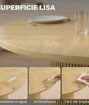 Ronde Eettafel voor 4-6 Personen met Geribbelde Cilinderbasis - SediaXL
