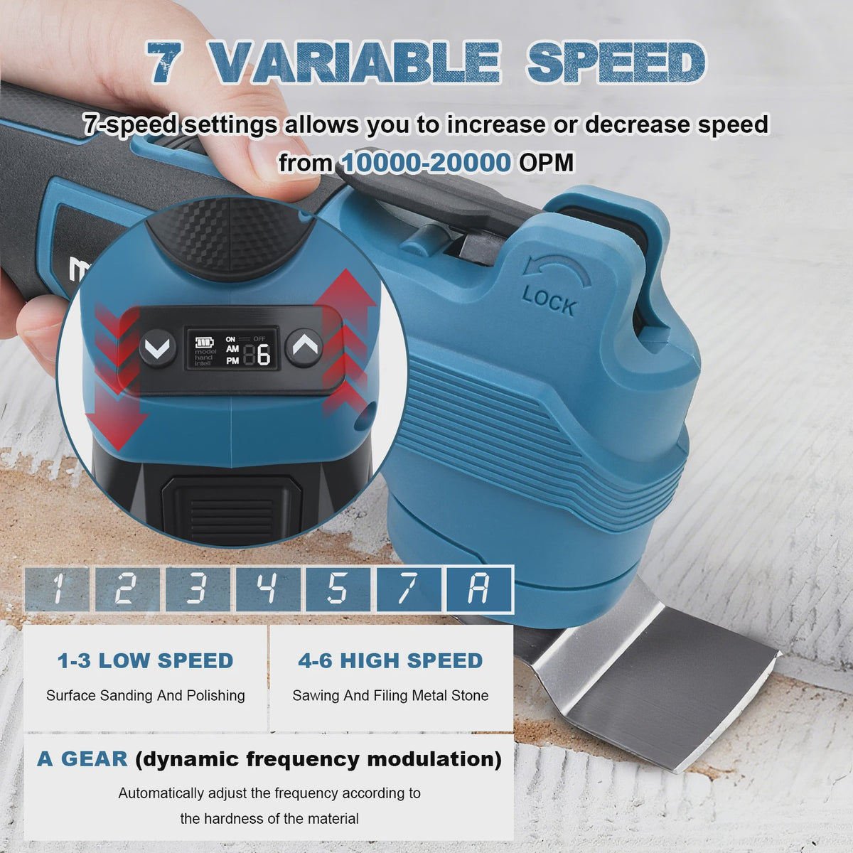 Gisam Multitool 7 Versnellingen Brushless - Oscillerend Gereedschap 20000 OPM