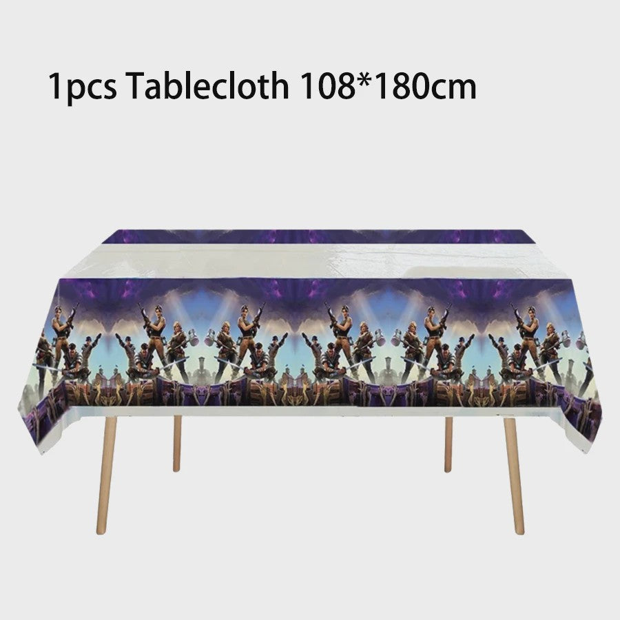 Fortnite Feestdecoratie Set: Beker, Bordjes, Tafelkleed & Meer voor Verjaardagen