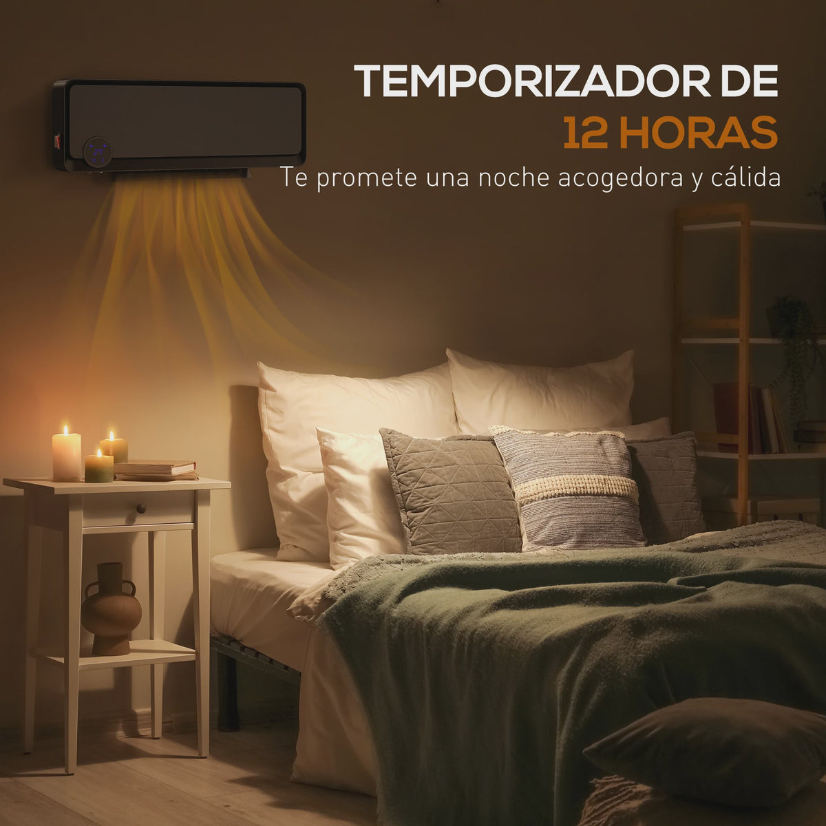 Homcom Elektrische Wandverwarming 2000W met LED Display en Afstandsbediening
