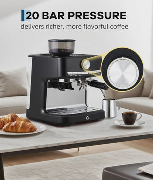 HiMISS Volautomatische Espressomachine met Ingebouwde Grinder en Melkopschuimer - 15 Bar