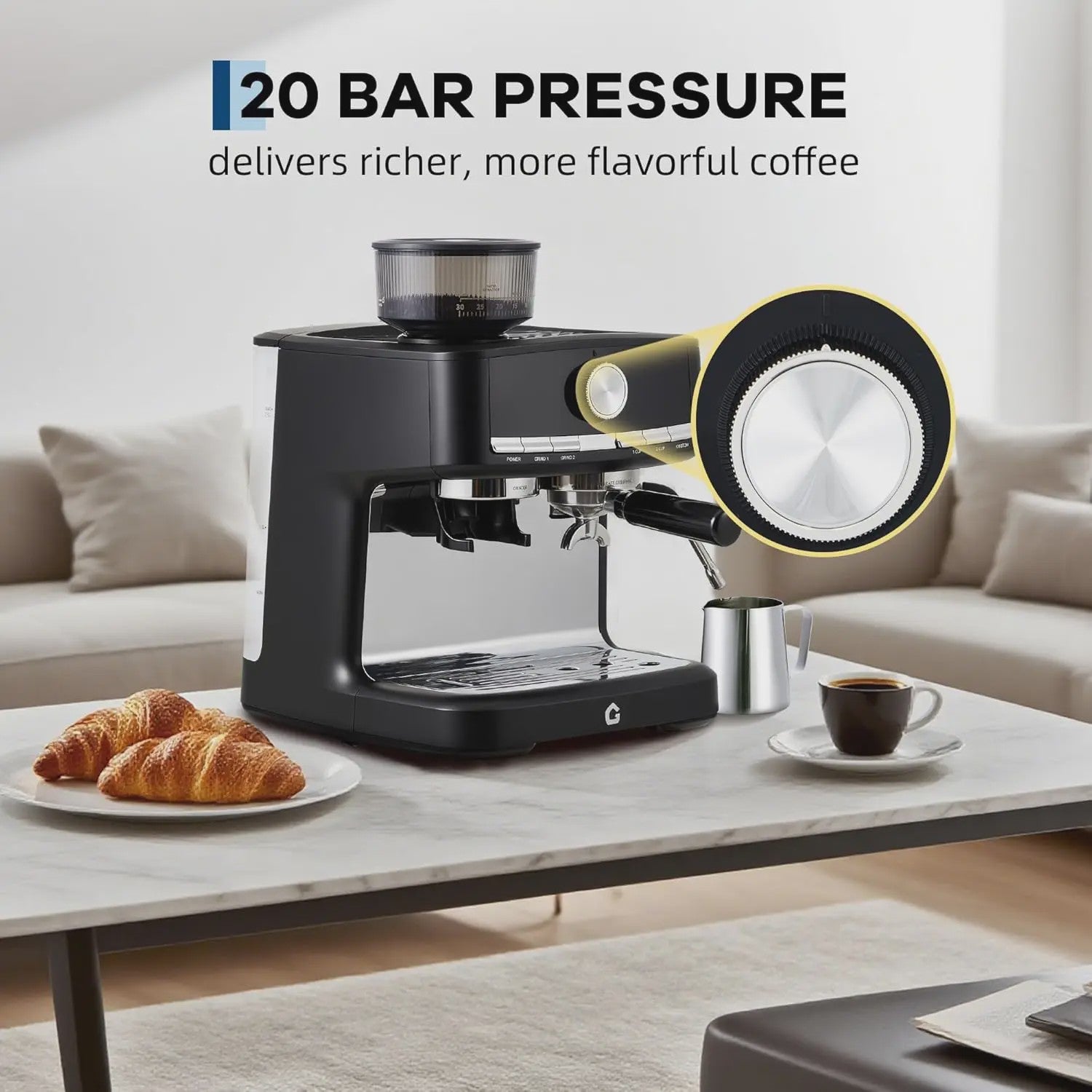 HiMISS Volautomatische Espressomachine met Ingebouwde Grinder en Melkopschuimer - 15 Bar