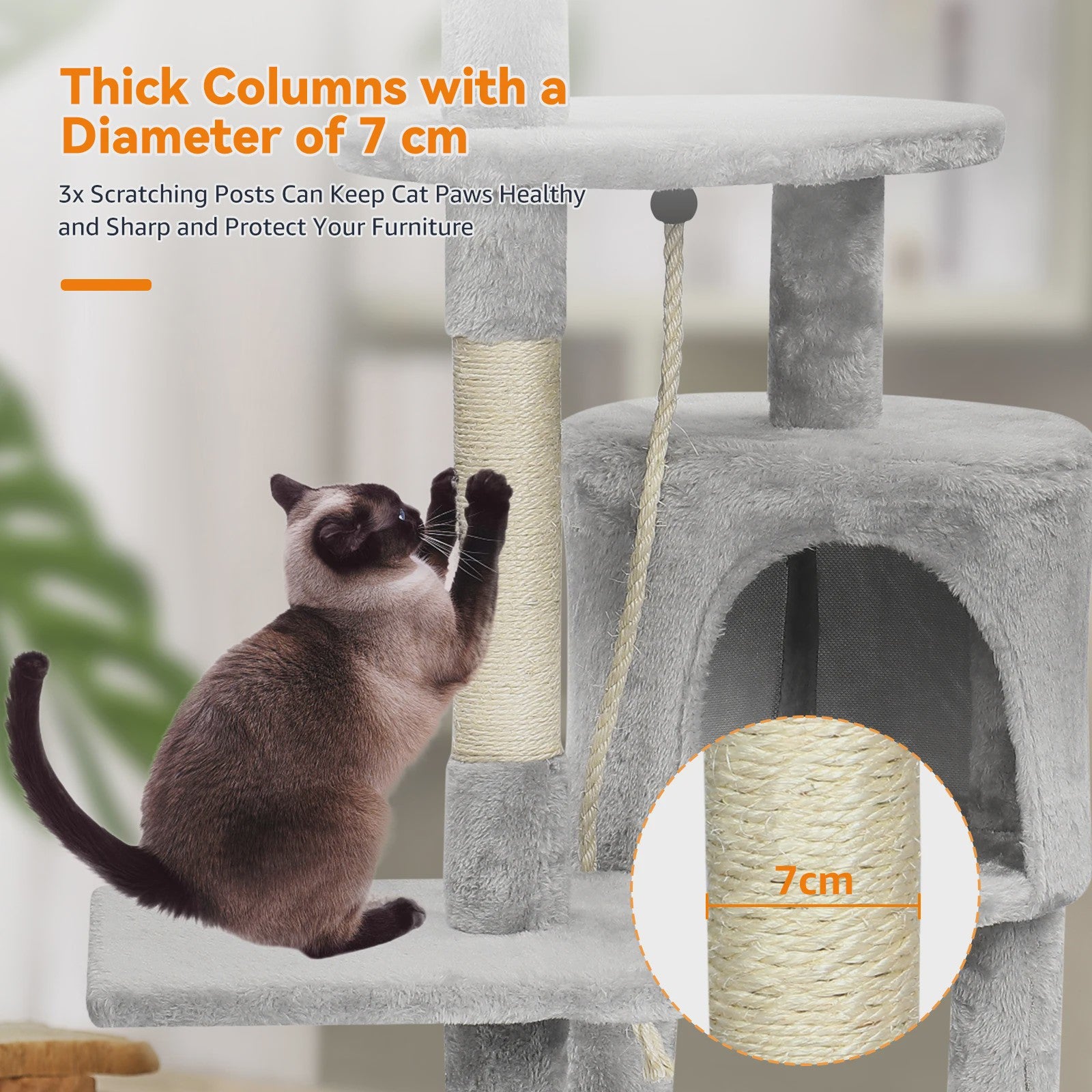 Luxe Kattenboom met Krabpalen, Huisje en Speeltjes - Multi-Level Kattenhuis