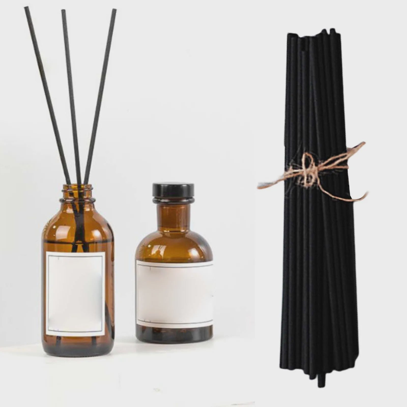 100 Stuks Rietstokjes voor Diffusers - 3mm x 20cm - Zwart, Wit & Naturel