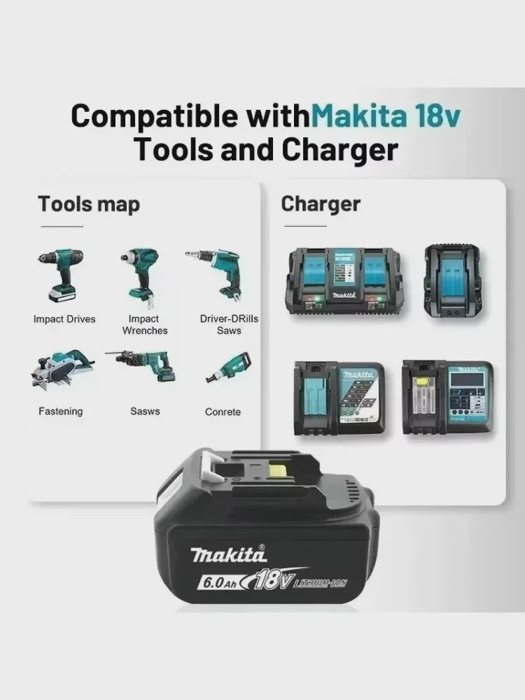 Makita 18V 6.0Ah Li-ion Accu BL1860 LXT - Krachtige Vervanging voor 18V Gereedschap