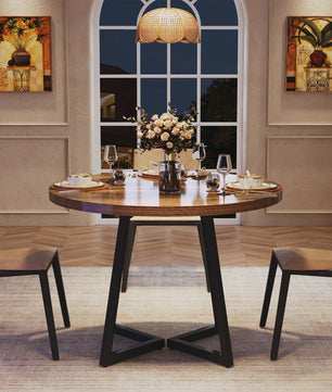 Ronde Eettafel 80cm voor 2-4 Personen - Industrieel Design met Metalen Onderstel