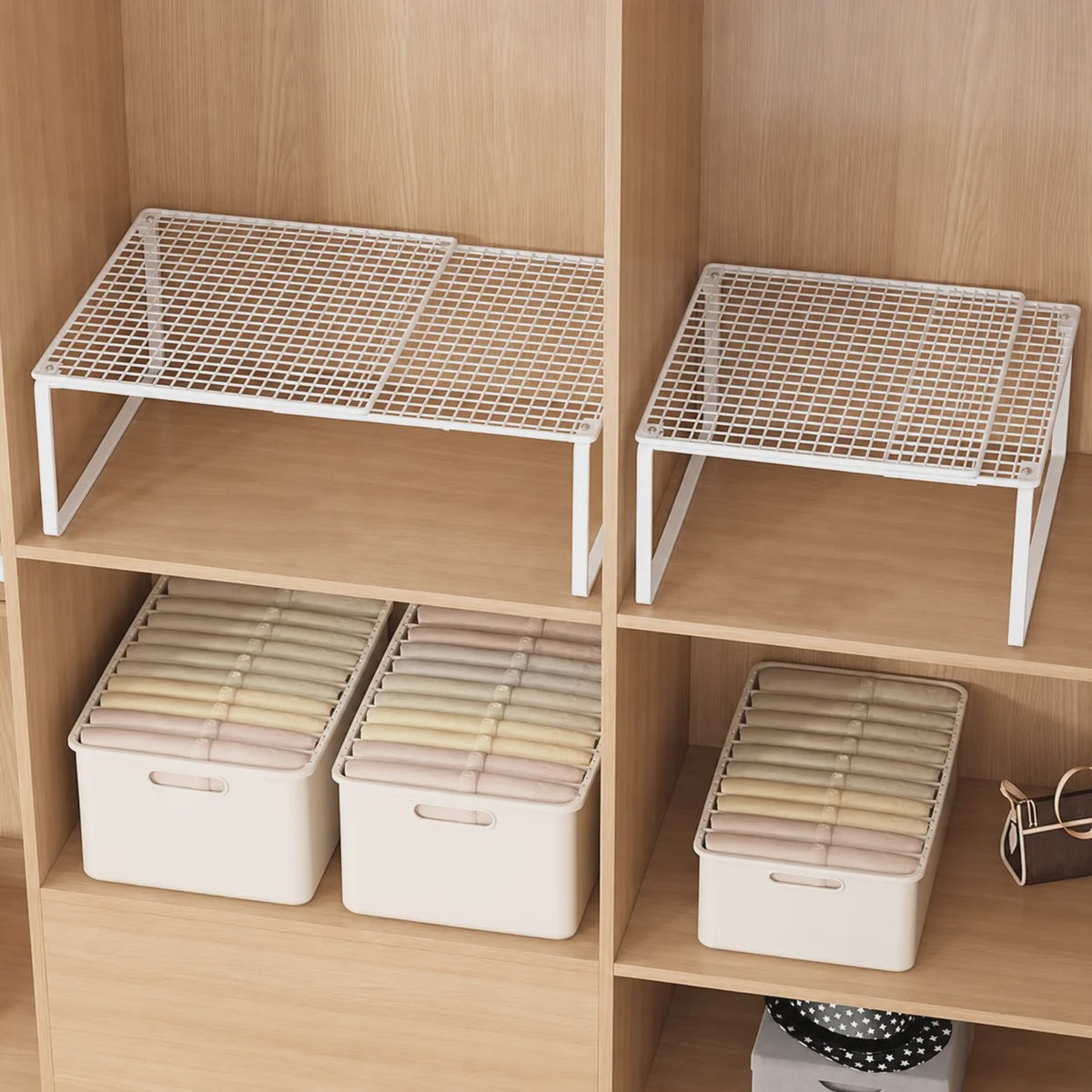Uitschuifbare Garderobekast Planken Organizer - Stapelbaar & Verstelbaar