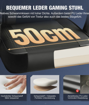 Ergonomische Gaming Stoel met Voetensteun, Hoofd- en Lendesteun | Max 150kg