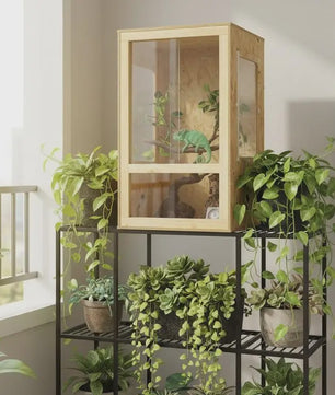Bruin OSB Terrarium voor Reptielen en Amfibieën - 50x50x80 cm