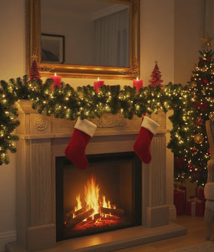 Luxe Kerstguirlande 2.7M Kunstdennen met Pijnappels - Sfeervolle Decoratie