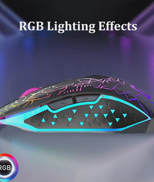 Ergonomische RGB Gaming Muis - Draadloos (2.4G & Bluetooth), Stil, 1600DPI, voor Laptop & Tablet