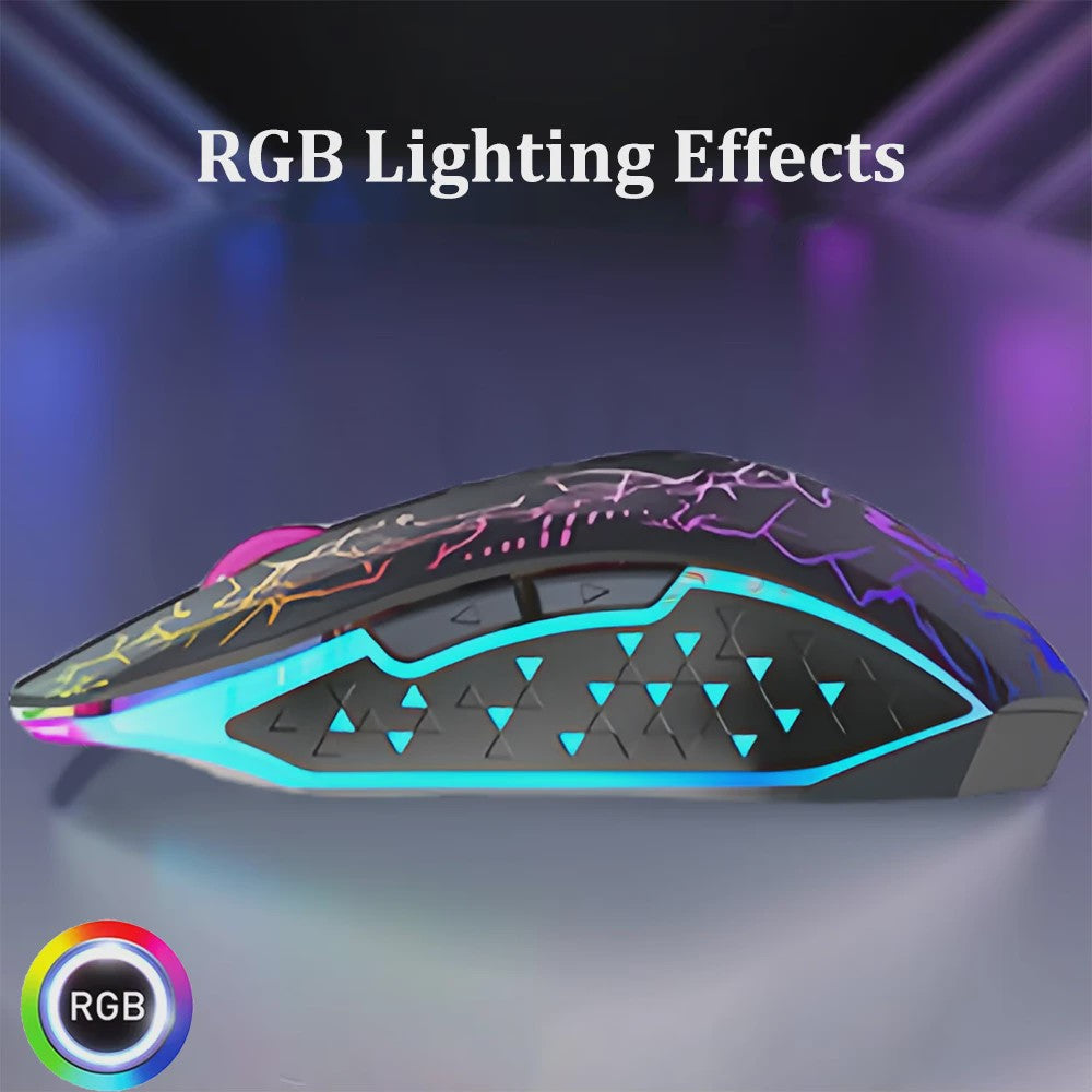 Ergonomische RGB Gaming Muis - Draadloos (2.4G & Bluetooth), Stil, 1600DPI, voor Laptop & Tablet