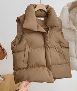 Dames Elegante Winter Gilet met Standkraag - Warm en Stijlvol Casual Buitenkleding
